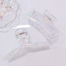 마녀플랜트 오로라 홀로그램 집게핀 중형 대형 2개 세트