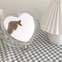 투명 프레임 하트거울 양면 탁상거울(유리마카증정)