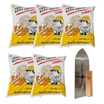 철물팩토리 급결 방수 시멘트 3kg 5개+흙손 소포장 가정용 공사 보수 인테리어 셀프, 급결방수시멘트 3kg 4개+흙손