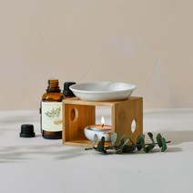 줄리브리시 우드 사각 아로마 오일 램프 버너, 프랑킨센스 10ml (버너미포함), 1개