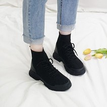 디아 모라니 레이스업 스판 니트 키높이 삭스 스니커즈 4cm