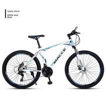 수입자전거 팻바이크 반조립 입문용 출퇴근용 MTB 클래식, 24 Inches, 21 Speed, White Blue High