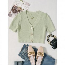 여성 가디건 캐주얼 버튼 프런트 플레인 544049