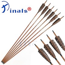 리커브 보우 Pinals-양궁 카본 화살 스파인 400 ID6.2mm 우드 스킨 터키 깃털 베인 컴파운드 리커브 전통, 03 12pcs spine 600