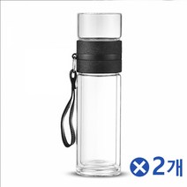 MDF4761 이중글라스 차우림 티보틀 320ml-블랙x2개 차망물병 (거름망물병/녹차물병/녹차텀블러/물병)