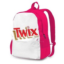 Twix 로고 3D 프린트 디자인 백팩 캐주얼 가방 Twix Mars 바 초콜릿 바 에너지 비스킷 브레이크 팝 캐러멜 너트, 03 Backpack-Pink, 01 OneSize