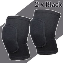 스포츠 압축 무릎 패드 탄성 무릎 보호대 두꺼운 스폰지 무릎 중괄호 춤 운동 훈련 지원, 2개 블랙, 엑스