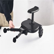 유모차 트레일러 보조의자 뒷자리 킥보드 발판, 블랙 블랙 휠