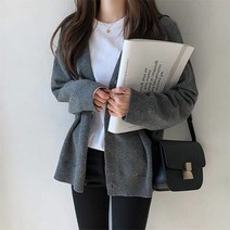 요나걸 여성 의류 가디건 하프가디건 버튼가디건 루즈핏가디건 호부호 없는 스타일 심플 베이직 활용도 높은 외투 꾸안꾸 포인트 주기 딱 좋은 아이템 여자니트가디건 + 양말증정