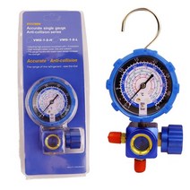 R410A R22 R134a R404A 용 에어컨 게이지 냉매 매니 폴드 게이지 압력계 밸브 800psi/500psi 비주얼 미러, 02 파란