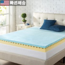 [지누스 정품] ZINUS 10.2cm(4인치) 소용돌이 젤 쿨링 메모리 폼 매트리스 토퍼 / 냉각 공기 흐름 디자인 CertiPUR-US 인증 풀 543333, 4 Inch, Yellow