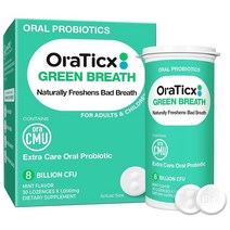 OraTicx Green Breath 구강 프로바이오틱스 80억 CFU 덴탈 케어 더 이상 구취 없음 성인용 건강과 면역 지원 신선한 민트 맛 30캔디 x4팩 USA 미국, 1