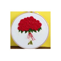 미리사몰 프랑스 십자수 세트 29종 DIY 키트 수 놓기 쿠션 액자 지갑 손거울 만들기 재료 학생 방과후 복지관 단체 수업 활동 패키지, 프랑스자수:사랑꽃다발