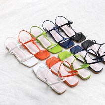잇슈 5color 에나멜 T스트랩 로우힐 플랫샌들(1.7cm) 9050
