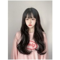 2021자국이 남지 않는 U자형 긴 곱슬머리 큰 물결 모양의 보이지 않는 패치 헤어 익스텐션 셀프붙임머리, 브라운-블랙, 60CM