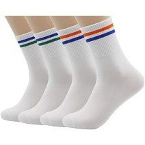 MK SOCKS 면 스트라이프 운동 스포츠 런닝 레트로 귀여운 매칭 학교 크루 양말 남성/여성 여자 5가지 ., Medium, 2 Stripe Color