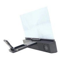 화면 돋보기 전화 스피커 프리미엄 개폐식 12 인치 hifi 음질 3d 스탠드 홀더 선물 침실 모든 연령대 게임, 검은색, 25.5cmx19.5cmx3.5cm, ABS 아크릴