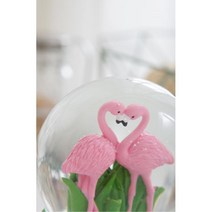 정글 홍학 커플 스노우볼 오르골 생일선물 감성오르골 여아 아날로그감성 여아생일선물 부부의날선물 선물, 블루