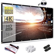 Mdbebron 150인치 프로젝션 스크린 16:9 접이식 주름 방지 휴대용 프로젝터 무비 사무실 홈 시어터 야외 지원 양면 라이트…, 120인치