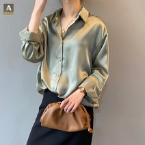 ANYOU 봄 가을 여성 데일리 루즈핏 긴팔 외투 셔츠 블라우스 실크블라우스 트랜드 여성블라우스