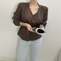 슈잼마켓 / 허리얇아보이는 브이넥 벨트 블라우스