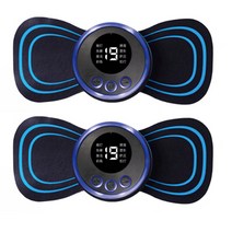 POZEAL 1+1 스마트 마사지 패치 휴대용 저주파 온열 목 마사지기 통증 완화 허리 마사지/팔 마사지/다리 마사지, 블랙 마사지기*2개