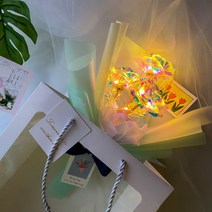 LED 홀로그램 꽃다발 빛나는꽃 졸업식 여자 친구선물 크리스마스 빼빼로데이 화이트데이 로즈데이, 블랙, 한송이