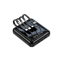 전원 은행 20000mah 미니 poverbank 미러 스크린 휴대용 충전기 led 빛 외부 배터리 아이폰 11 xiaomi powerbank, 블랙 3