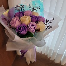 졸업식 기념일에 좋은 소영점빵 오로라 장미비누꽃다발, 20송이, 퍼플로즈