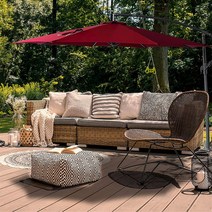 [유니원]폴딩 초대형 원형 가든 원형파라솔 그늘파라솔 캠핑파라솔 야외파라솔 행사파라솔 (물통받침대포함), 2.베이지+물통받침대세트