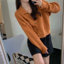 니트 스웨터 클라인 블루 오버핏 여성의류 가을겨울 긴소매가디건 와이드 루즈핏 상의 쇼트 점퍼 2658874726