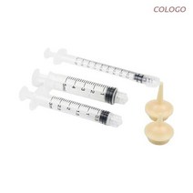 Pet Feeding Syringe Kit for Puppy and Kitten Replacement Nipples Newborn D0LD, [02] S number 3 pieces