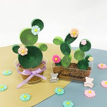 골판지로 선인장 화분 만들기 - 4인세트, 단품