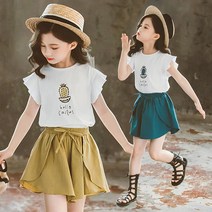 베비포 여아용 선인장 반팔티 3부 반바지 상하복 세트 ZQ3