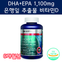 식약처 인증 식약청 인정 캐나다 직수입 은행잎 추출물 엔쵸비 앤초비 오메가3 오매가 오에가 스리 쓰리 3리 맥스 1100 1202mg x 180 캡슐 캡술 물과함께, 180캡슐 6개월분