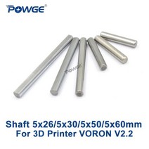 호환 벨트 기계 타이밍 POWGE 스틸로드 리니어 샤프트 그라인드 플랫 라운드 길이 26/30/50/60mm 직경 5mm VORON V2.2 세트 실린더 크롬 도금 라이너 축, 50pcs, 5x72mm-Grind Flat