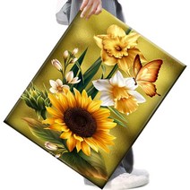 FASEN 액자 캔버스형보석십자수 DIY세트 라운드 비즈 40 X 50cm, FSE09.해바라기와 나비
