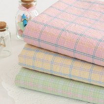 원단킹 면 20수 선염 워싱 파스텔체크 3색 (8205111), 옐로우