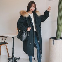크로스오버 2021 한국판 오버핏 퍼 카라 패딩 여중 롱 도톰한 조거 카고 패딩 여학생 패션69212
