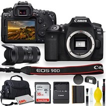 시그마 18-35mm 렌즈 소프트 패딩 케이스 메모리 카드 등이 포함된 캐논 eos 90d dslr 카메라(해외 모델)