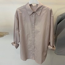 카키셔츠 가을 솔리드 무지 조류학을 전공했다 단추 긴 소매 슬림핏 오피스풍 2695942846