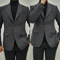 브랜드라인 남자 헤링본 체크 울 모직 빅사이즈 가을 겨울 캐주얼 콤비 자켓 정장 블레이저