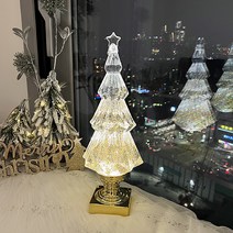 크리스탈 트리 오르골 스토우볼 크리스마스 워터볼 연말선물 LED 무드등 차박 캠핑 램프 크리스마스선물, 골드