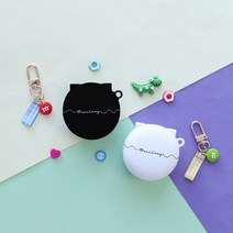 주문제작 이니셜 흘림체 엘지 톤프리 케이스 키링증정 HBS-TFN4 TFN5 TFN6 TFN7, 톤_프리_케이스_이니셜_흘림체_블랙, 하단케이스_화이트