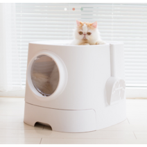 아로미펫하우스 푸푸박스 후드형 심플 고양이화장실, 핑크