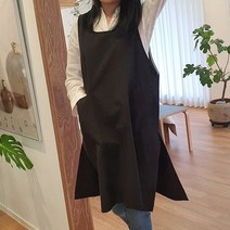 방가지똥 앞치마 단추없는 통원피스 블랙린넨 앞치마