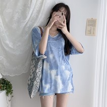 대박인기! 타이다이 물나염 브이넥 루즈핏 박스티셔츠