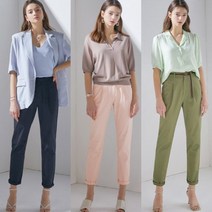 WOW374 SHOP 편안한 뒷밴딩 여성 면바지3종+벨트+폰크로스백 [코튼팬츠3컬러 네이비 카키 핑크]