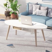 가팡 원목 거실 테이블 타원 13번, 화이트