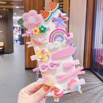 여아 머리핀 파스텔 똑딱이 어린이집 선물 유아핀 유아리본핀 아기집게핀 14종 세트